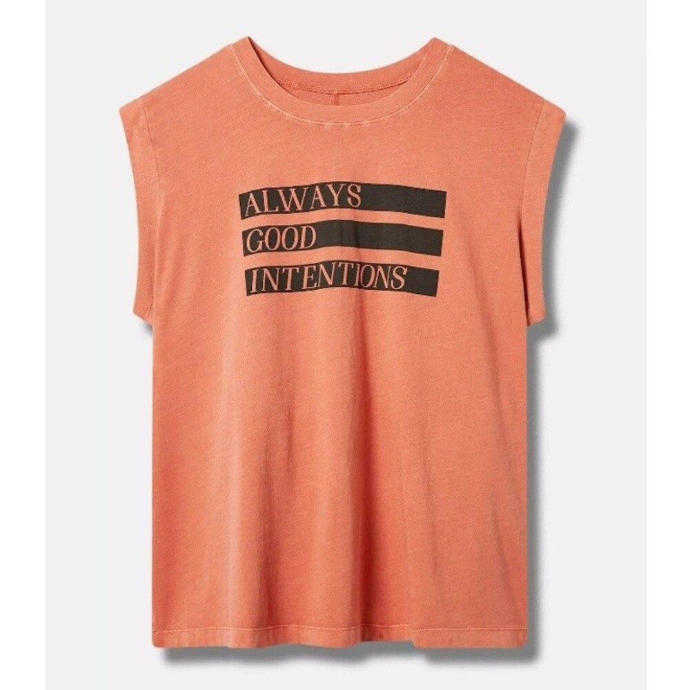 Torrid Orange Graphic Vintage Jersey Crew Neck Dolman Tank 00 M/L 10 #G70621